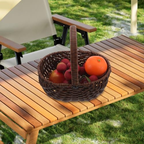 Healifty Vintage Picnic Basket Hand Woven Brown 9.82 X 9.63 X 7.47 in