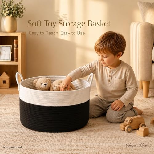 Large Gift Basket Empty for Toys, Blanket, Laundry, Black White - color: Black White, size: Large
