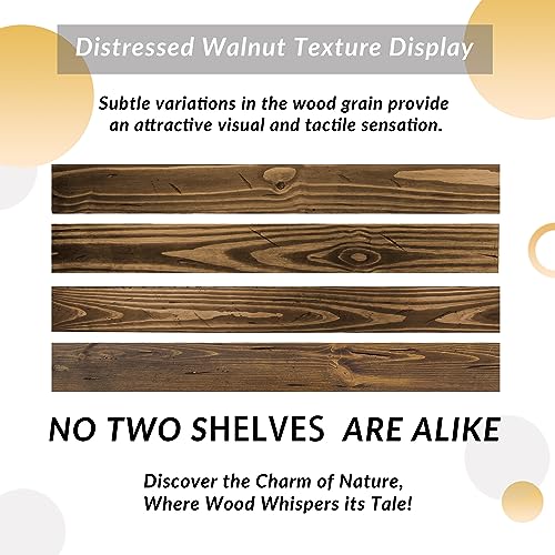 Floating Shelves 60 inch Long 8 "deep Set of 2, Heavy Duty Wood Wall Mounted Shelves for Bathroom Living Room Kitchen,Book Shelves with Thickened Hidden Bracket-Distressed Walnut - color: Distressed Black Walnut, size: 60'' x 8''x 2''(set of 2)
