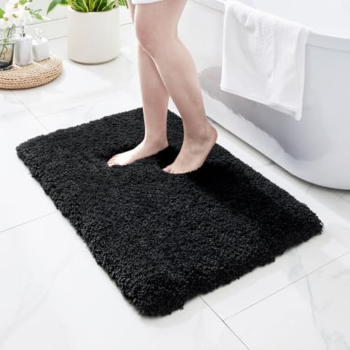 Disolla Black Bathroom Rugs 24x36, Non-Slip Plush Thick Bath Mat - color: Black, size: 2' x 3' (24''x36'' Bathroom Rug)