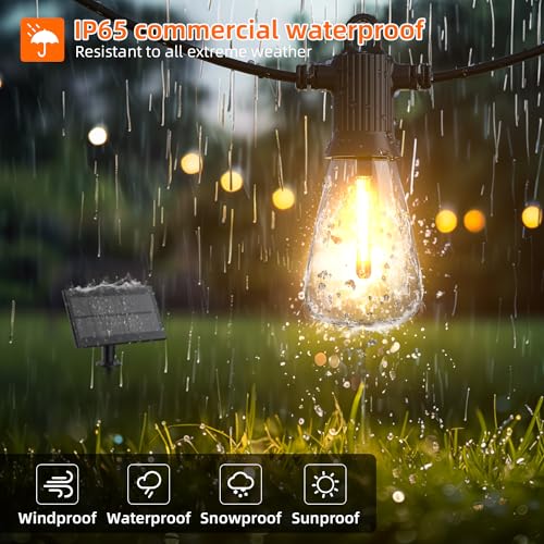Kawaya ST38 Solar Outdoor String Lights 100FT for Patio Garden Porch Bistro - size: 100FT New