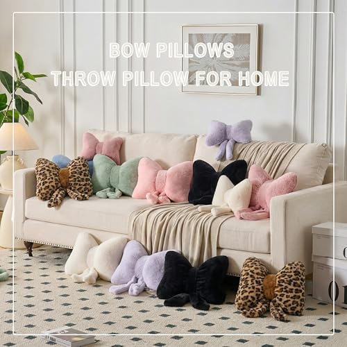 XIAIJIA Bow Pillow, Throw Pillows for Bed, Leopard Bow Pillows 16×13 in - color: Leopard, size: 16"X 13"