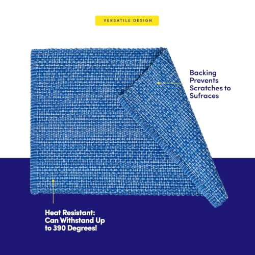 Sweet Home Collection 100% Cotton Placemats for Dining Room Rectangle Two Tone Woven Fabric 13" x 19" Soft Durable Table Mat Set, Set of 4, Dark Blue - color: Dark Blue, size: Rectangle 13" x 19"