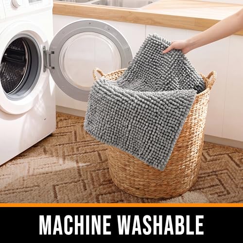 Chenille Bathroom Rug 24"x16" Soft Absorbent Quick Dry Rugs,Light Gray - color: Light Gray, size: 1'4" x 2' (Rectangular)