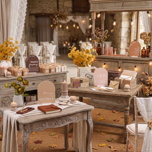 Weysat 4 Pcs Boho Brown Acrylic Wedding Signs for Ceremony Reception - color: Boho Brown