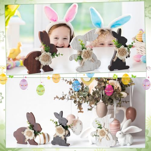Yousoontic 3 Pcs Easter Table Decorations Farmhouse Bunny Decor, Side - style: Side