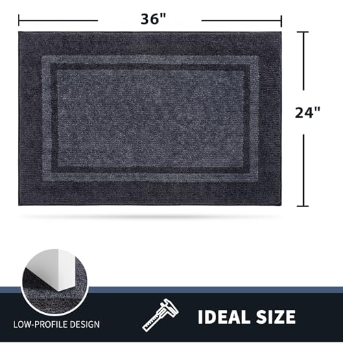 PURRUGS Dirt Trapping Indoor Door Mat, 24" x 36", Bluish Grey & Charcoal - color: Bluish Grey & Charcoal, size: 24" X 36"