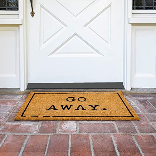Juvale Go Away Doormat Funny Welcome Mat - 17 x 30 in, Natural Coir - Outdoor Welcome Mat & Doormat Outdoor Entrance - color: Brown With Black Letters