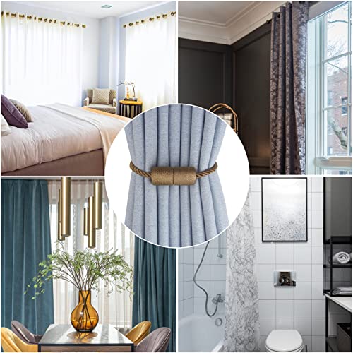 Magnetic Curtain Tiebacks Decorative Holdbacks Rope Tie Back Drapes Hangtty - color: Khaki