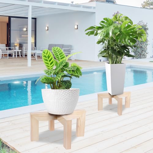 Vigordream Plant Stand, Indoor/Outdoor Wood Plant Holder, Single Flower Pot Stand, Sturdy Planter Stands, Fit 5-9 Inch Pots - size: Fit 5-9inch pots