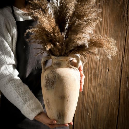 Ceramic Flower Vase, 11.41 Inch Tall Farmhouse Vase with Handles - color: 103-11.4in
