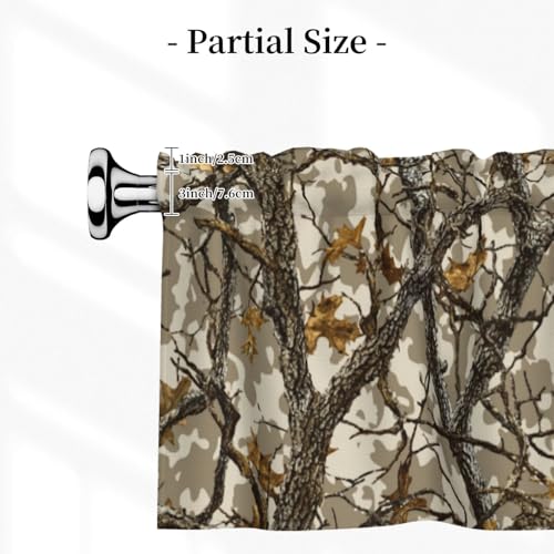 Worltoldb Camo Curtain Valance Short Rod Pocket Window Treatment for Living Room Bedroom Kitchen Bathroom 1 Panel 54" W x 18" L - color: Camo