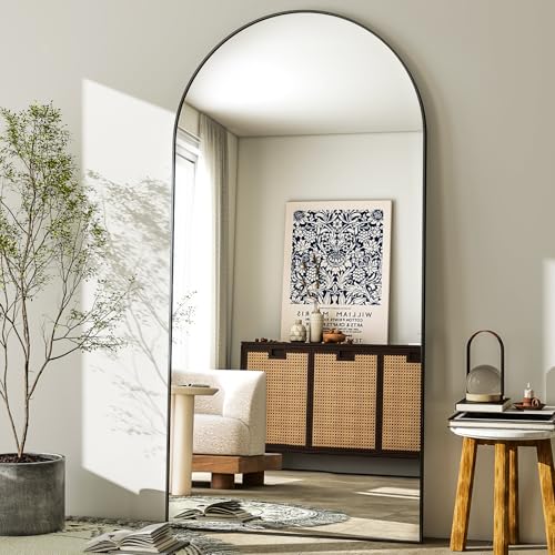 GLSLAND 30x71 Arched Full Length Mirror, Large Full Body Floor Mirror Black - color: Black, size: 71"L x 30"W