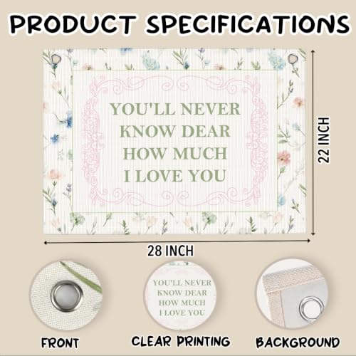 Pink Vintage Wildflower Nursery Linen Banner Girls Wall Decor 20x30 Inch - color: Never