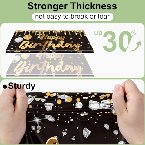Smiry Disposable Rectangle Plastic 54 x 108 Inch Table Cloth 3 Pack - color: Black in Gold