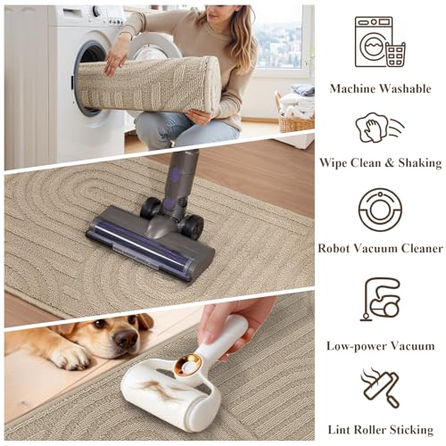 U'Artlines Kitchen Rugs and Mats Set of 3, Beige 20x32+20x48+20x59 - color: Beige