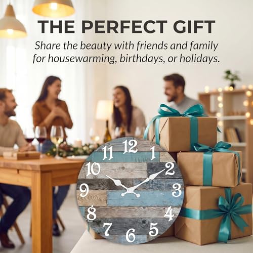 ArtSocket Round Wall Clock Silent Non-Ticking 8", Rustic Coastal - color: Striped Modern Grey, size: 8in