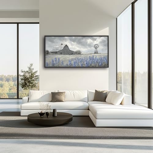 Farmhouse Barn Large Decor Framed Wall Art Country Rustic Pictures for Living Room, Farm Windmill Oversized Canvas Print Painting Modern Extra Large Framed Artwork for Bedroom Office 60"x30" - color: Farmhouse, size: 60"L x 30"W
