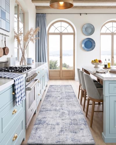 DEXI Kitchen Floor Mats Cushioned Anti Fatigue Runner Rug 23x86 Blue - color: Blue, size: 86"L x 23"W x 0.4"Th