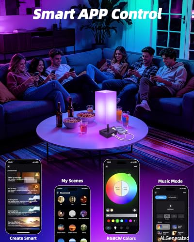 Smart RGB Dimmable Table Lamp Compatible with Alexa&APP&Remote Control, Gray - color: Dark Gray, size: 1 Pack