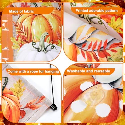 Tegeme 3 Pcs Fall Door Sign Flag Decoration Autumn Pumpkin Hanging Banner - style: Autumn
