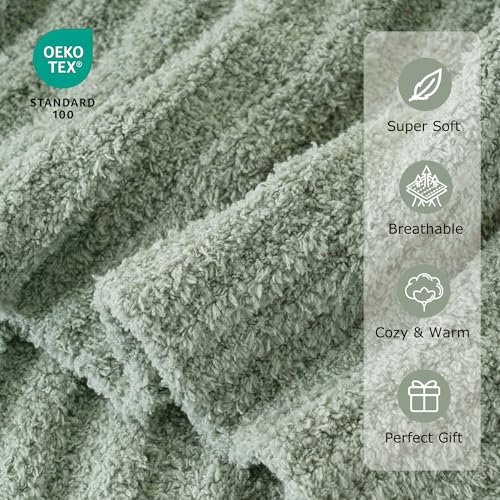 Battilo Sage Green Throw Blanket, Fuzzy Soft Green Throw Blankets, 50"x60" - color: Sage Green, size: 50"x60"