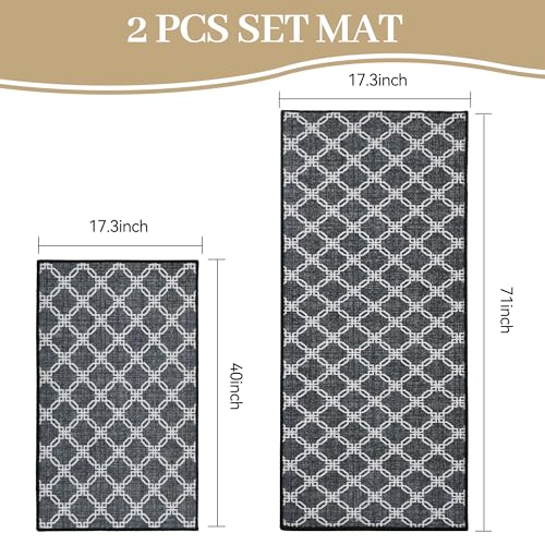 JIUZHEN Non Slip Kitchen Rugs, Sets of 2- Washable Kitchen Mats for Kitchen Decor, Front of Sink, Hallways Entryway Laundry Room(Geometric, 17.3"x40"+17.3"x71") - color: Geometric, size: 17.3"x40"+17.3"x71"