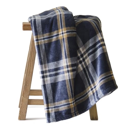 BEDELITE Tartan Plaid Fleece Throw Blanket for Couch, Navy, 50"x60" - color: Navy Tartan, size: Throw(50"x60")