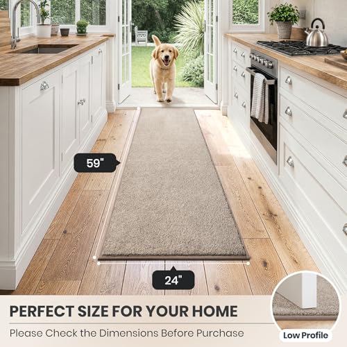 PURRUGS Hallway Runner Rug, 24" x 59", Taupe - color: Taupe, size: 24" X 59"