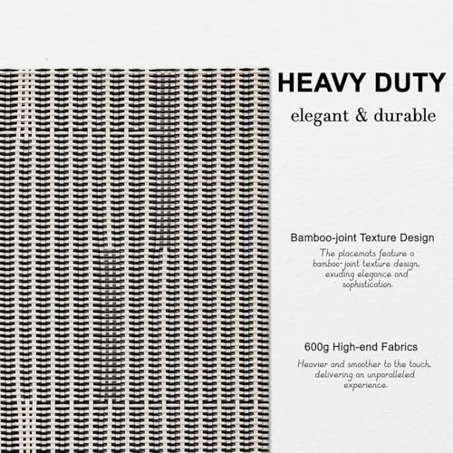 Placemats Set of 6, Vinyl Woven Heat-Resistant Place Mats - color: Beige Dark Gray, size: Set of 6