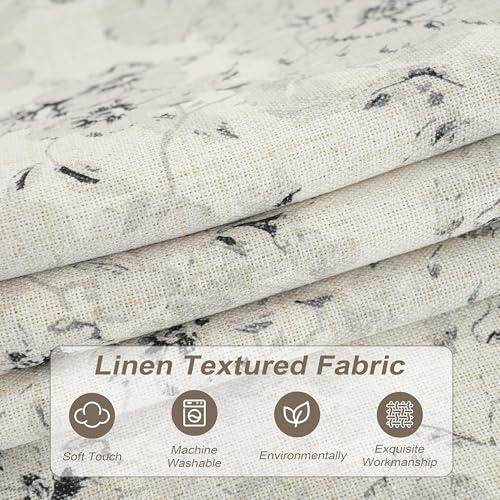 DriftAway Floral Pencil Sketch Lined Thermal Insulated Window Curtain Valance Rod Pocket 52 Inch 18 Inch Plus 2 Inch Header Linen Gray Soft White 1 Pack - color: *Pencil-gray, size: 52"W x 18"L (Pack of 1)