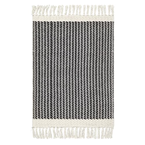 Lahome Boho Bathroom Rugs, 3x5 Washable Area Rug for Kitchen Bedroom Entry - color: Black, size: 3' x 5' (Rectangular)