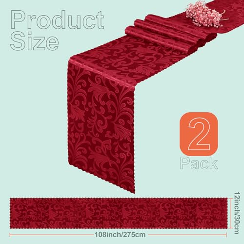Red Satin Table Runner 12 x 108 Inch, 2 Pack - color: Red, size: 2 Pcs