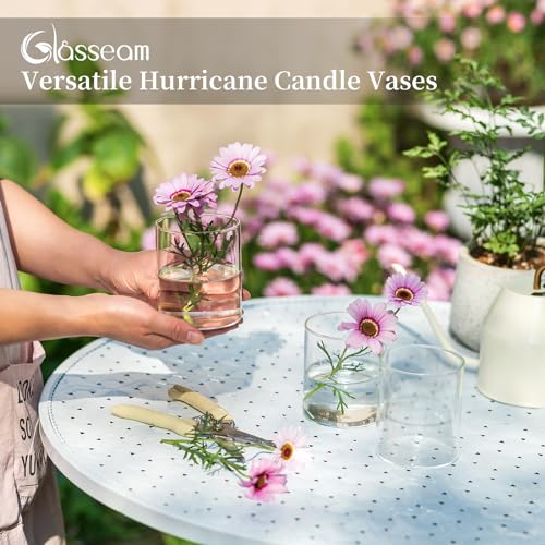Glasseam Hurricane Glass Candle Holder 6Pcs Cylinder Vases for Centerpiece - color: 6, size: 4in