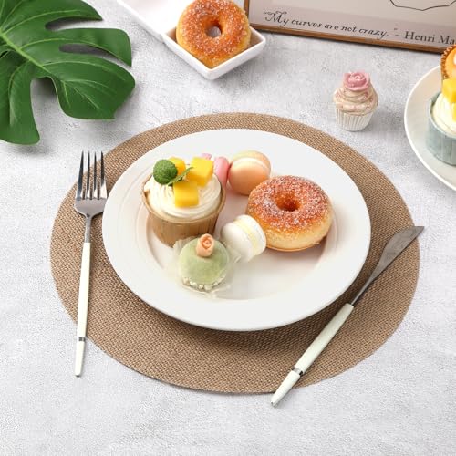 24 Pcs 11.8 Inch Burlap Round Placemats Bulk, Natural Table Mats - color: Beige