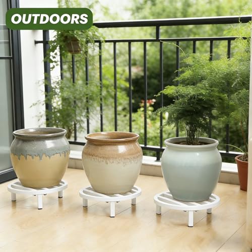 3 Pack 12 Inch Metal Plant Stands Outdoor Indoor Pot Riser,White - color: 11.81"-White