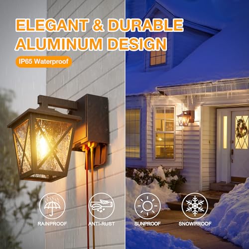 Ehaho Porch Light with GFCI Outlet Aircraft Grade Aluminum Alloy Bronze 1PC - color: Bronze, size: 1PC