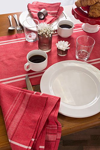 DII French Stripe Dining Table Collection Farmhouse Style Table Runner, 14x72 Inches, Red Chambray - color: Red Chambray, size: 14x72 Inches (Pack of 1)