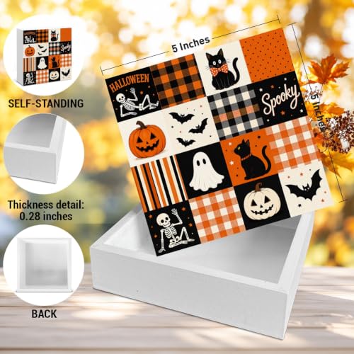 Fall Halloween Decor Cute Black Cat Ghost Wooden Sign Spooky Decor - color: Sign-15