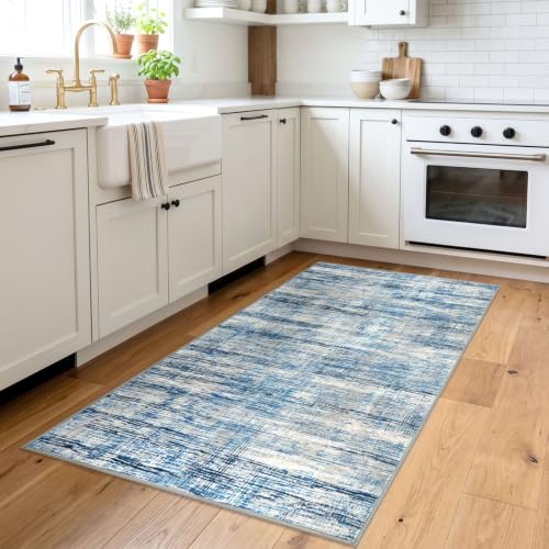 KOZYFLY Abstract 3x5 Ft Area Rug Washable Rugs for Entryway Blue Beige - color: Blue Beige, size: 3' x 5' (Rectangular)