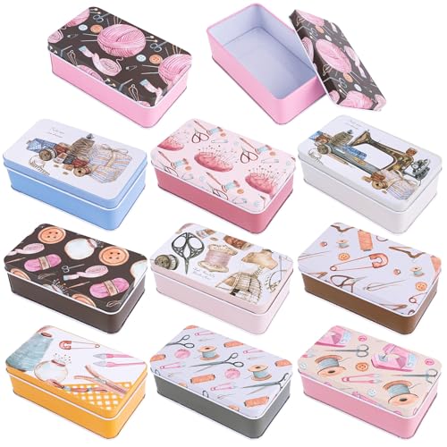 Framendino, 5 Pack Mini Tinplate Tin Boxes Trinket Jewelry Coin Containers for Jewelry Storage Case (Random Color) - color: Sewing