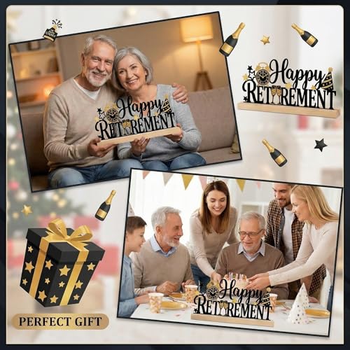 Retirement Table Decor Centerpiece, Retirement Metal Table Sign - style: Happy Retirement