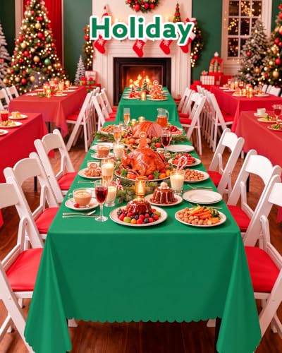NatNarr 3 Pcs Green Tablecloths Plastic, Scalloped Christmas Table Cloth - color: Green, size: 3 Pack