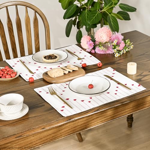Artoid Mode Red Christmas Woven Rustic Placemats Set of 4-12x18 Inch - color: Red, size: 12" x 18", 4 Pcs