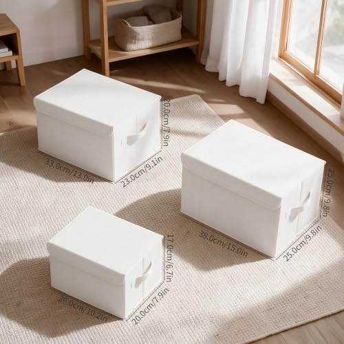 Storage Bin with Lid, Closet Boxes, 4 Pack, White, 10.2x7.9x6.7 In - color: White, size: Small(4 Pack)