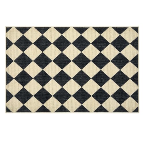 GarveeHome Checkered Entryway Rug 2x3 Black Diamond Washable Front Door - color: Dark/Coffee, size: 2' x 3' (Rectangular)