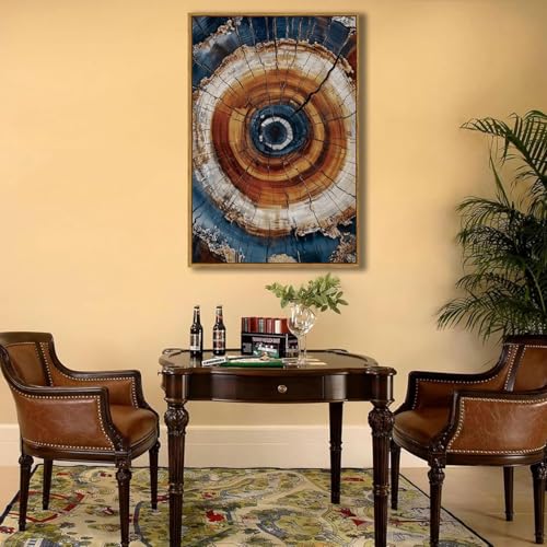 BingruiArt Faux Wood Tree Ring 05 Canvas Wall Art 24x36 Framed - color: Tree Ring - 05, size: 36"L x 24"W
