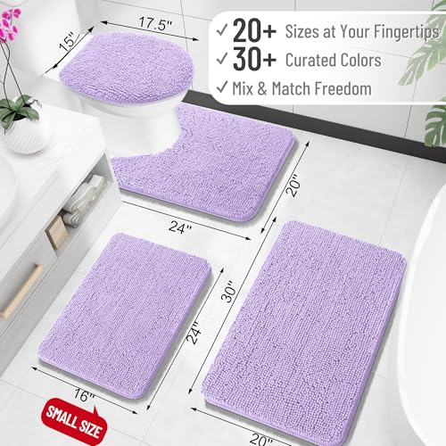 OLANLY Toilet Rugs U-Shaped 20x20, Soft Absorbent Chenille Contour Rugs - color: Lavender, size: 20" X 20" Contour Rug