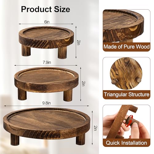3 Pcs Wooden Risers for Display Round Pedestal Stand - color: Brown