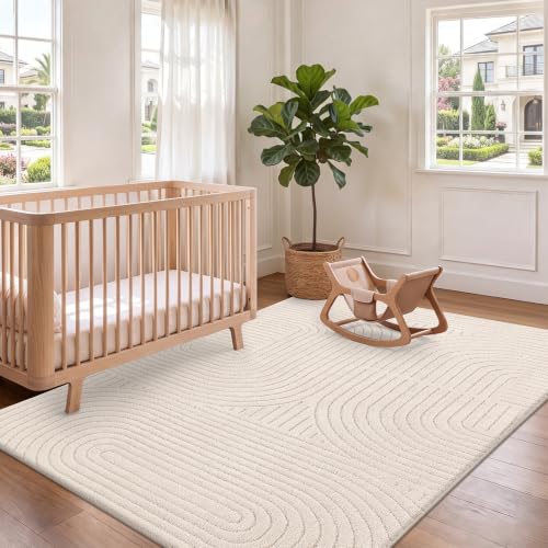HEBE 3'x5' Area Rugs for Living Room,Washable Non Slip Textured Bedroom Rug - size: 3' x 5' (Rectangular)
